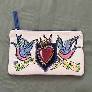 Brighton Canvas Pouch with Heart and Birds Design